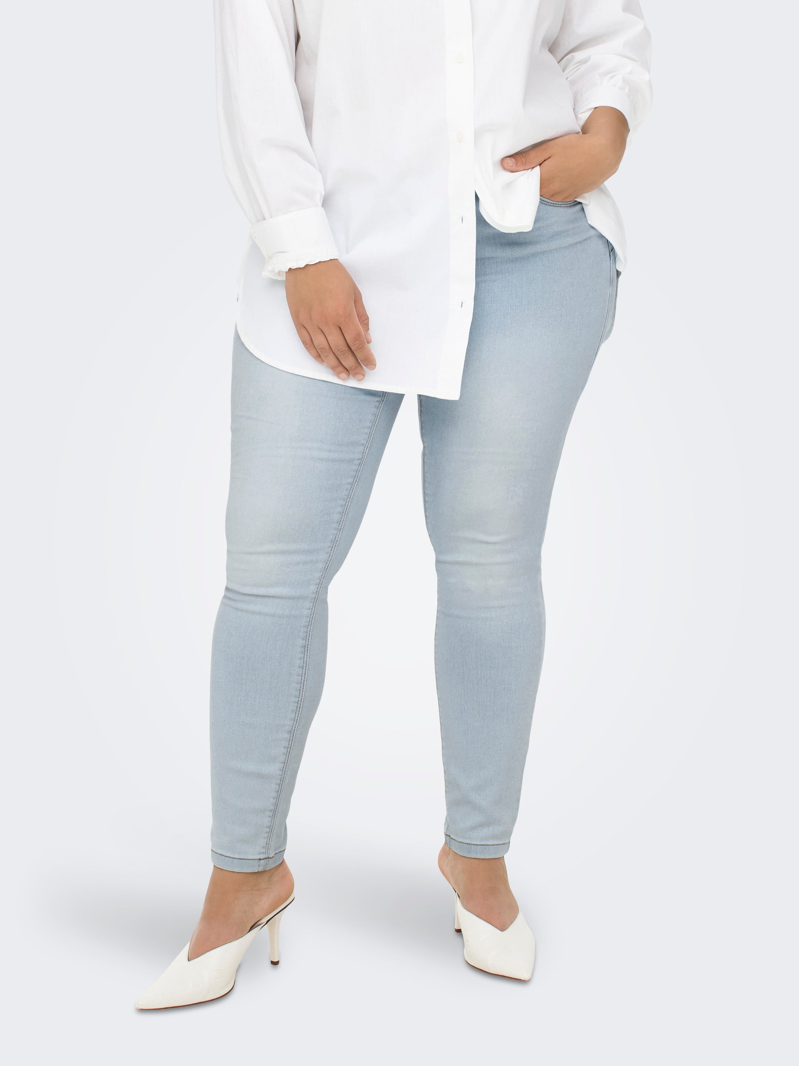 CARPAISY Mittlere Taille Skinny Fit Jeans Light Blue Denim