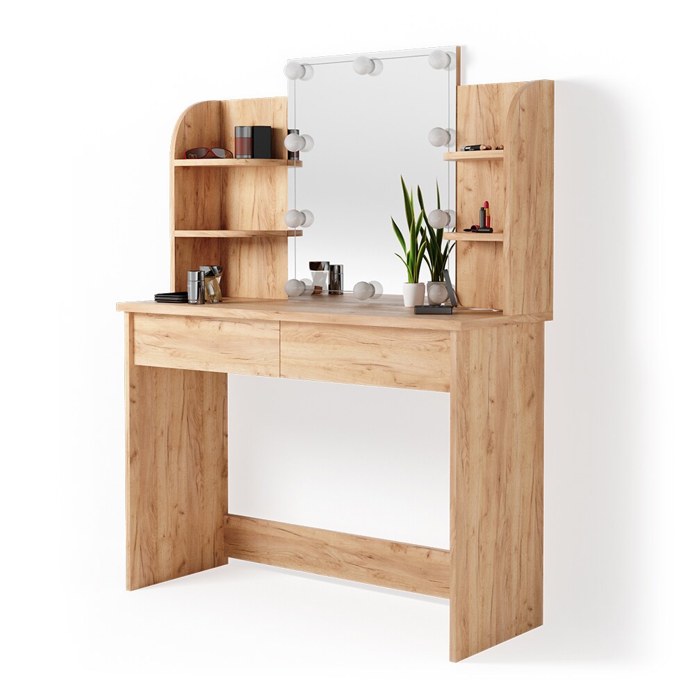 VICCO LED Schminktisch CHARLOTTE Frisiertisch Kommode Kosmetiktisch Eiche