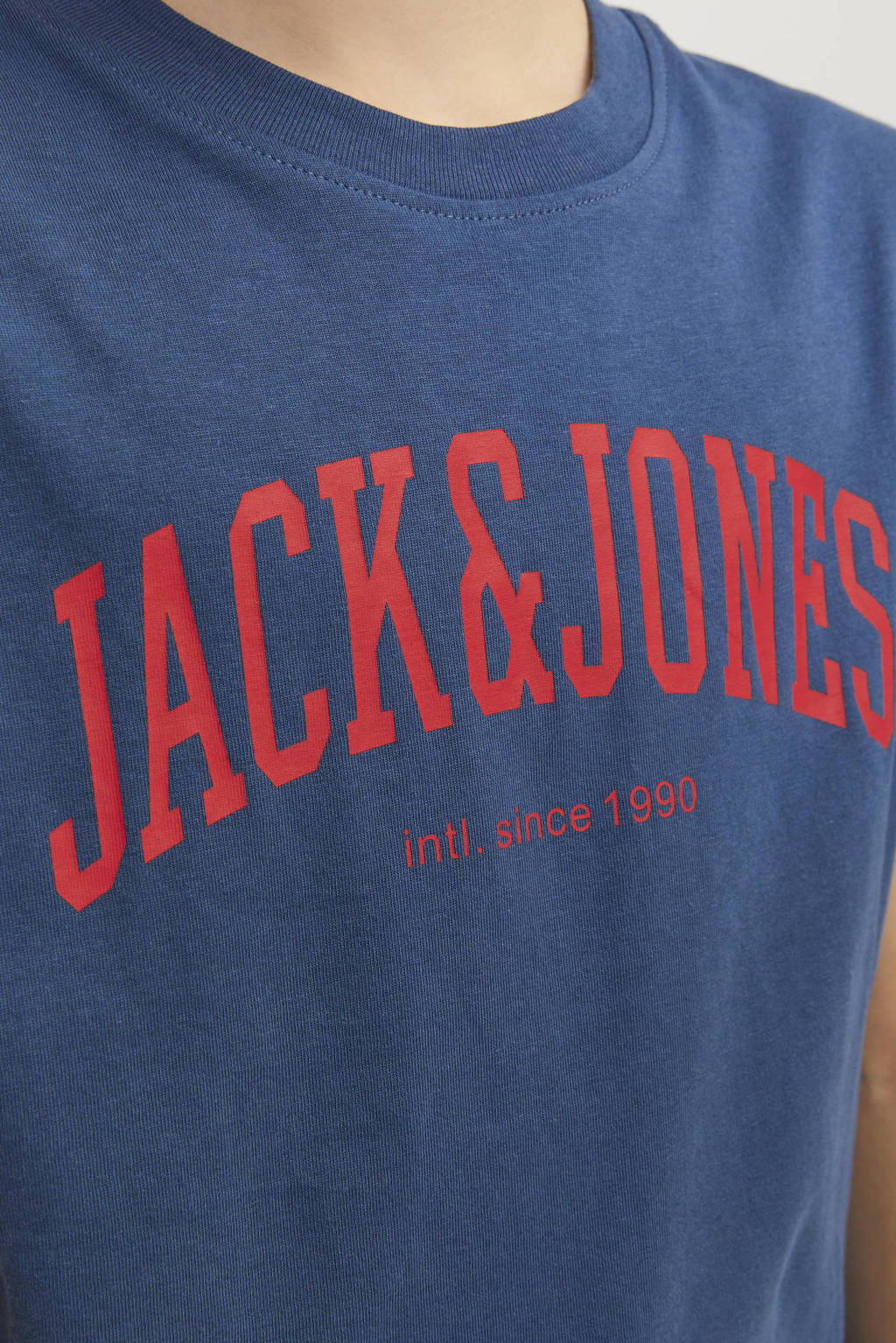 JACK & JONES T-shirt JJEJOSHmet tekst blauw