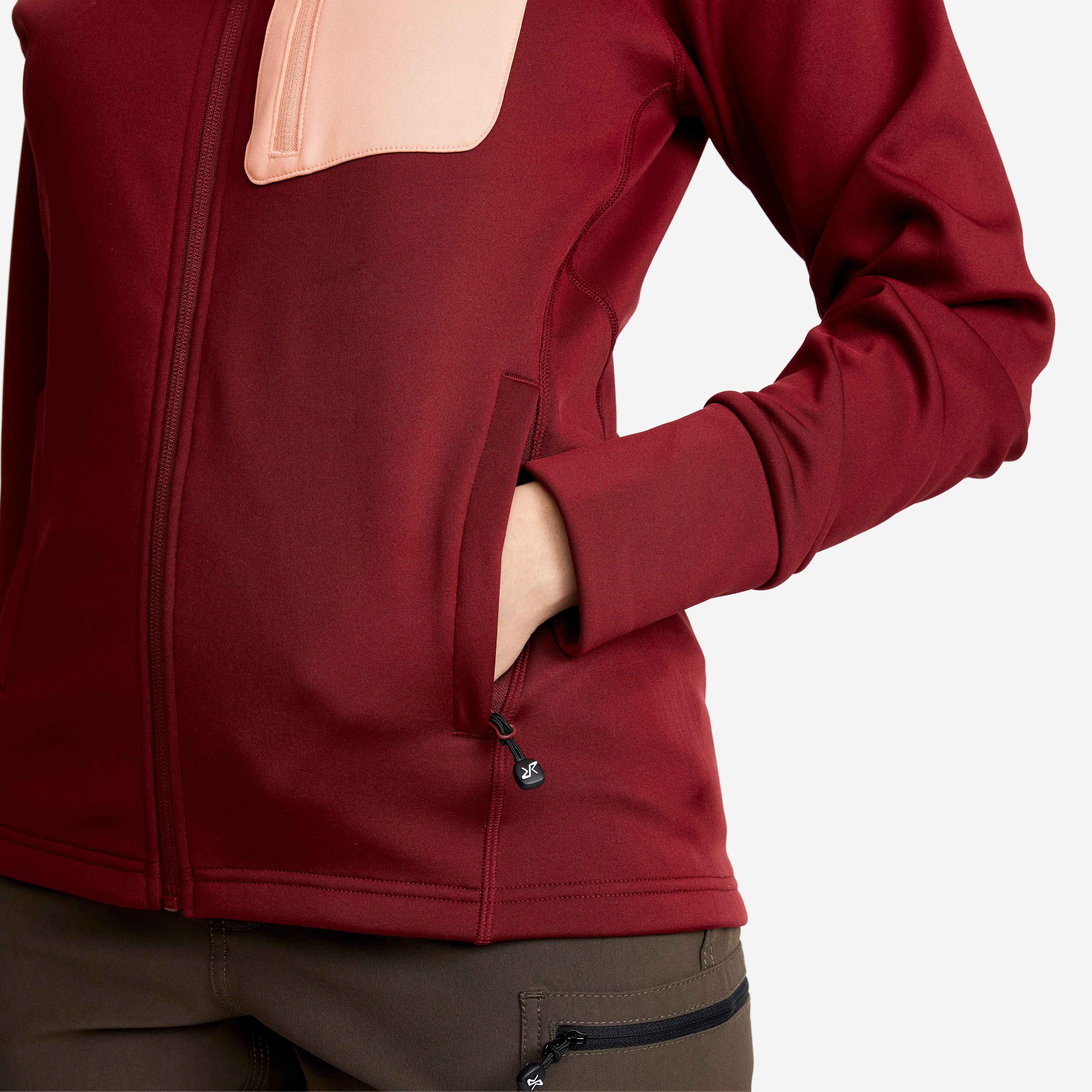 Evolution Stretch Fleece Hoodie Dame Pomegranate