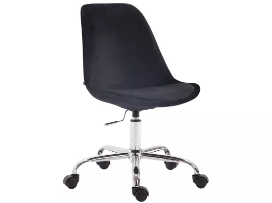 Chaise de bureau - Velours & Métal chromé - Noir - Toulouse