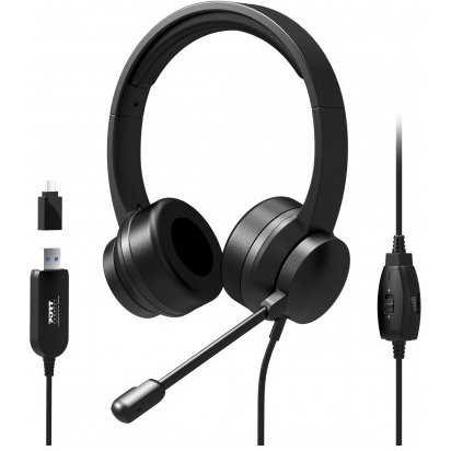 Port Designs 901605 casque Avec fil Arceau USB Type-A Noir