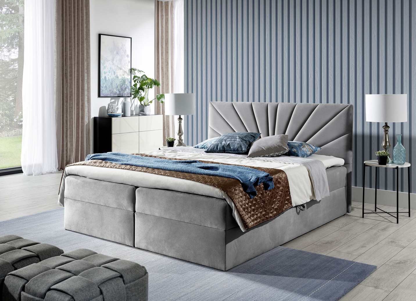Boxspringbett mit abnehmbaren Topper