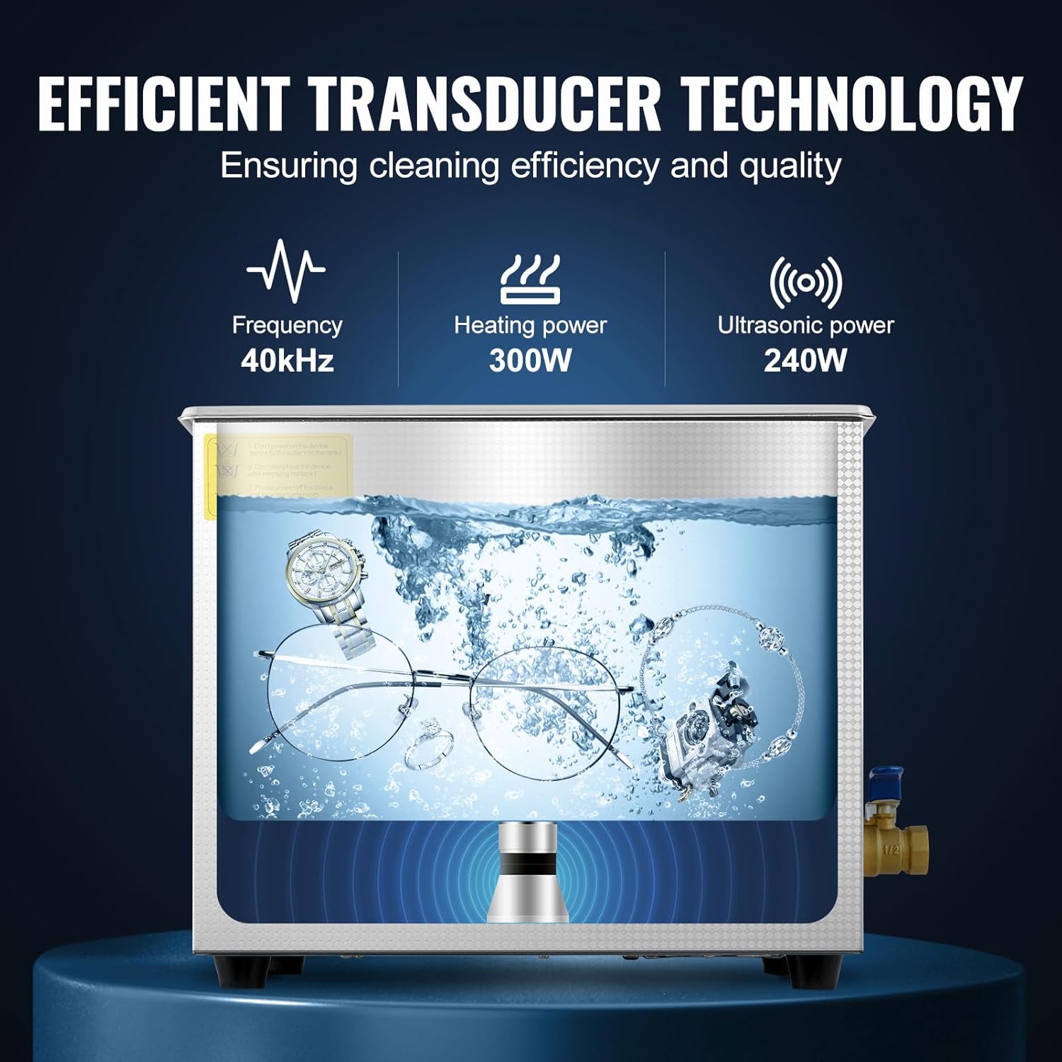 VEVOR Professioneller Ultraschallreiniger 10 L, Ultraschall Reinigungsgerät mit Digitalem Timer & Heizung, Schmuckreiniger 40 kHz Ultraschallreinigungsmaschine für Brillen, Uhren, Ringe & Kleinteile