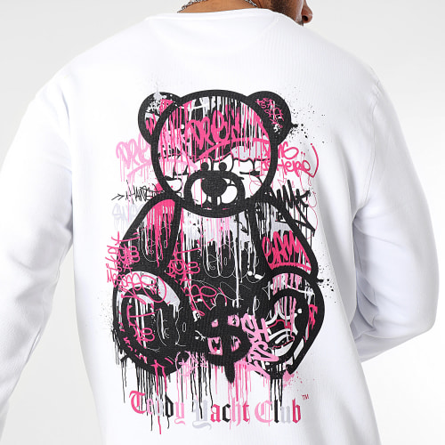 Sweat Crewneck Art Series Dripping Pink Blanc