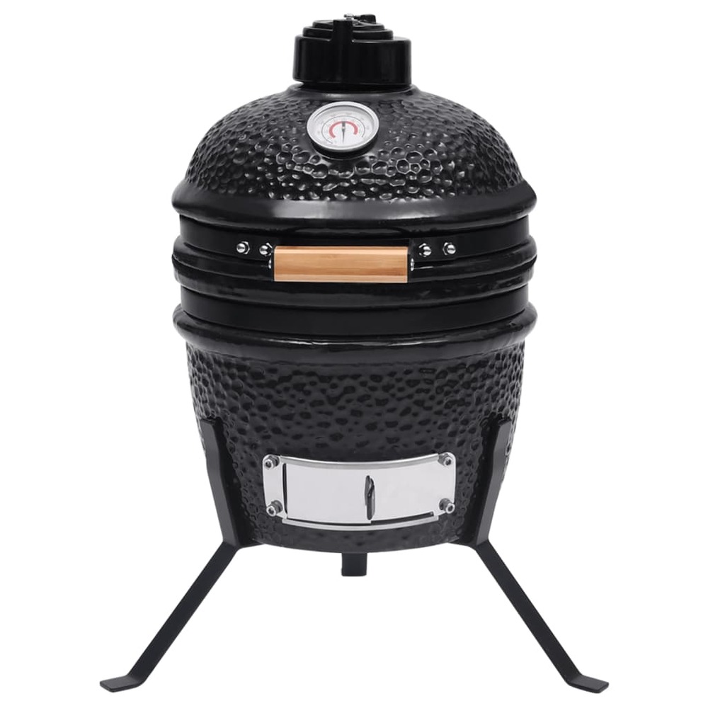 Barbecue à fumoir kamado 2-en-1 céramique 56 cm noir