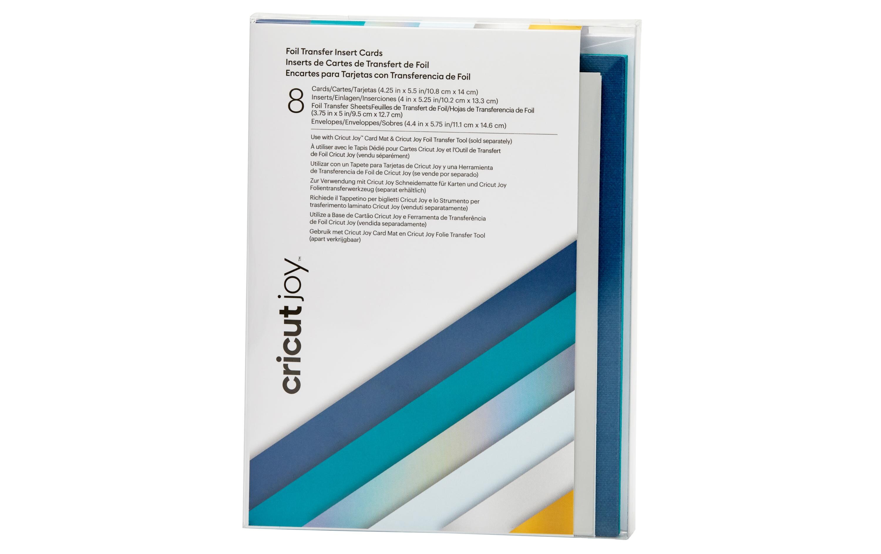 Blankokarte Joy 10.8 x 14 cm Transfer, Teal/Blau, 8 StückKartenset mit Transferfolien