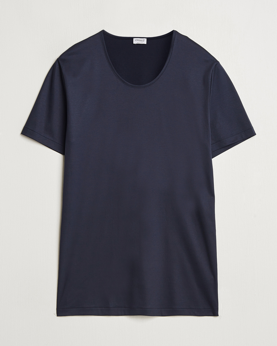 Zimmerli of Switzerland Sea Island Cotton Crew Neck T-shirt Navy