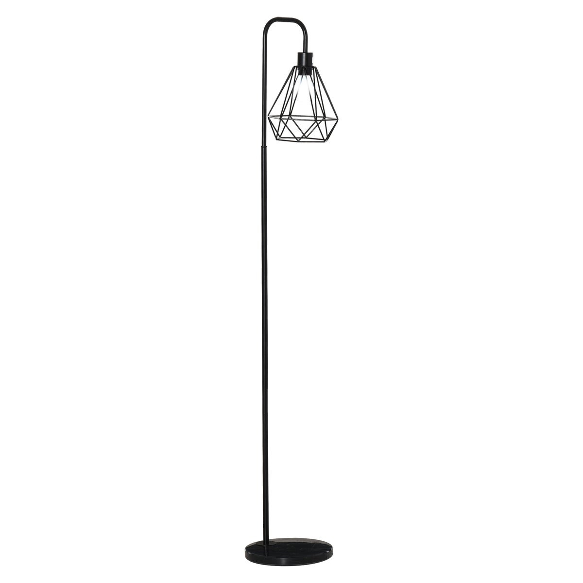 HOMCOM staande lamp, Ø25 x 152H cm, staal, marmer, zwart