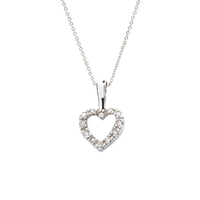 Pendentif  Coeur Or Blanc et Diamant