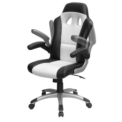 Fauteuil gamer RACER - accoudoirs rabattables - noir et blanc