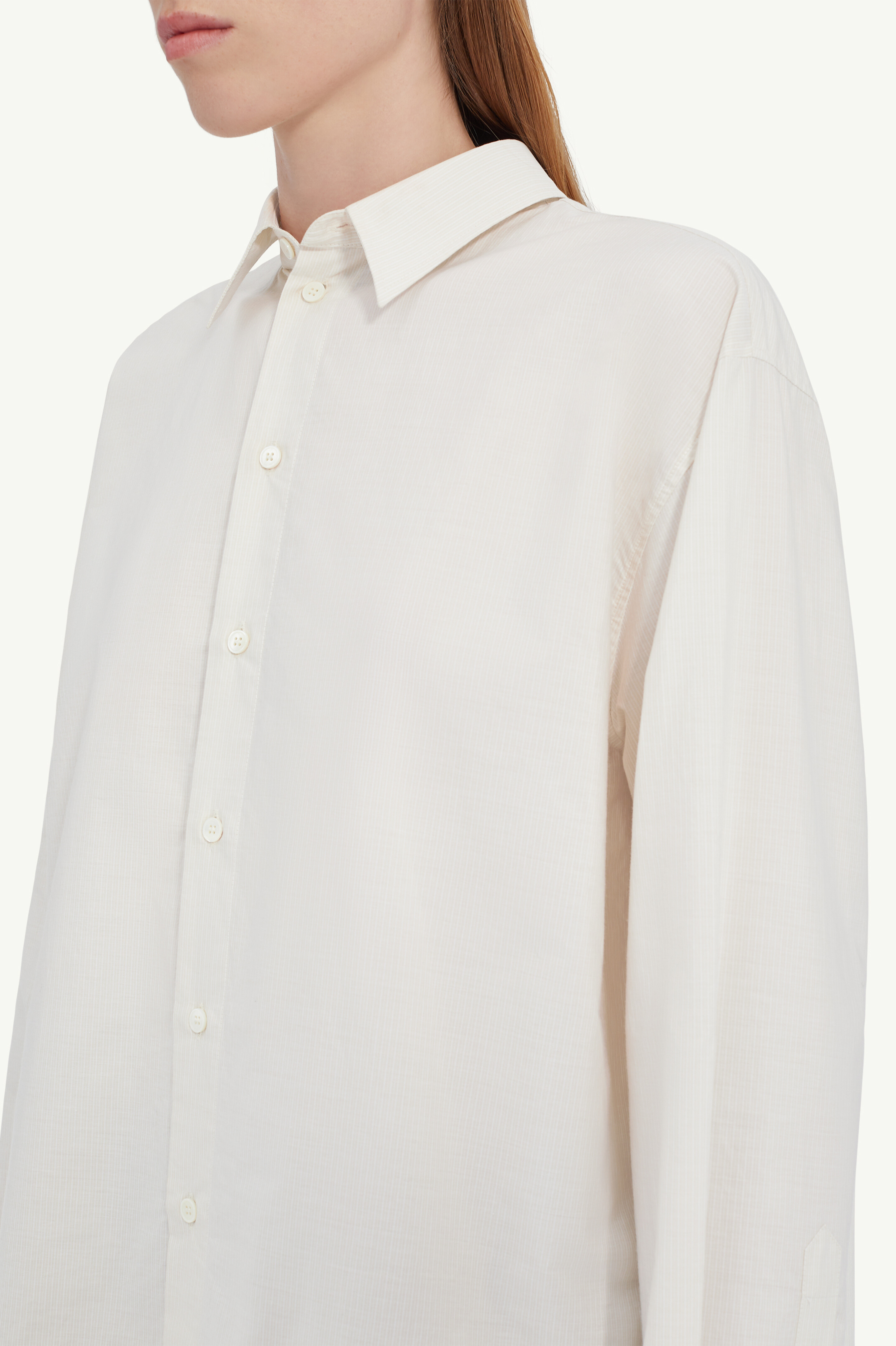 Beige Cotton Poplin Collared Shirt