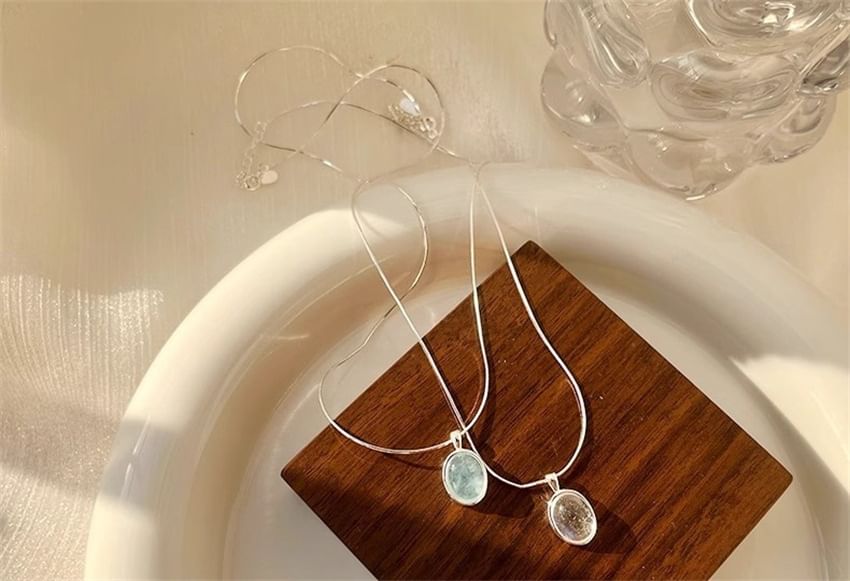 Bolgivy - Hanger met imitatie-edelsteen, choker van sterlingzilver (925)