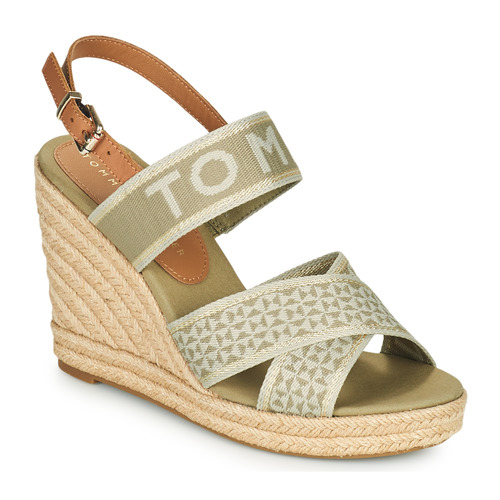 Tommy Hilfiger - Tommy Webbing High Wedge Sandal Kaki