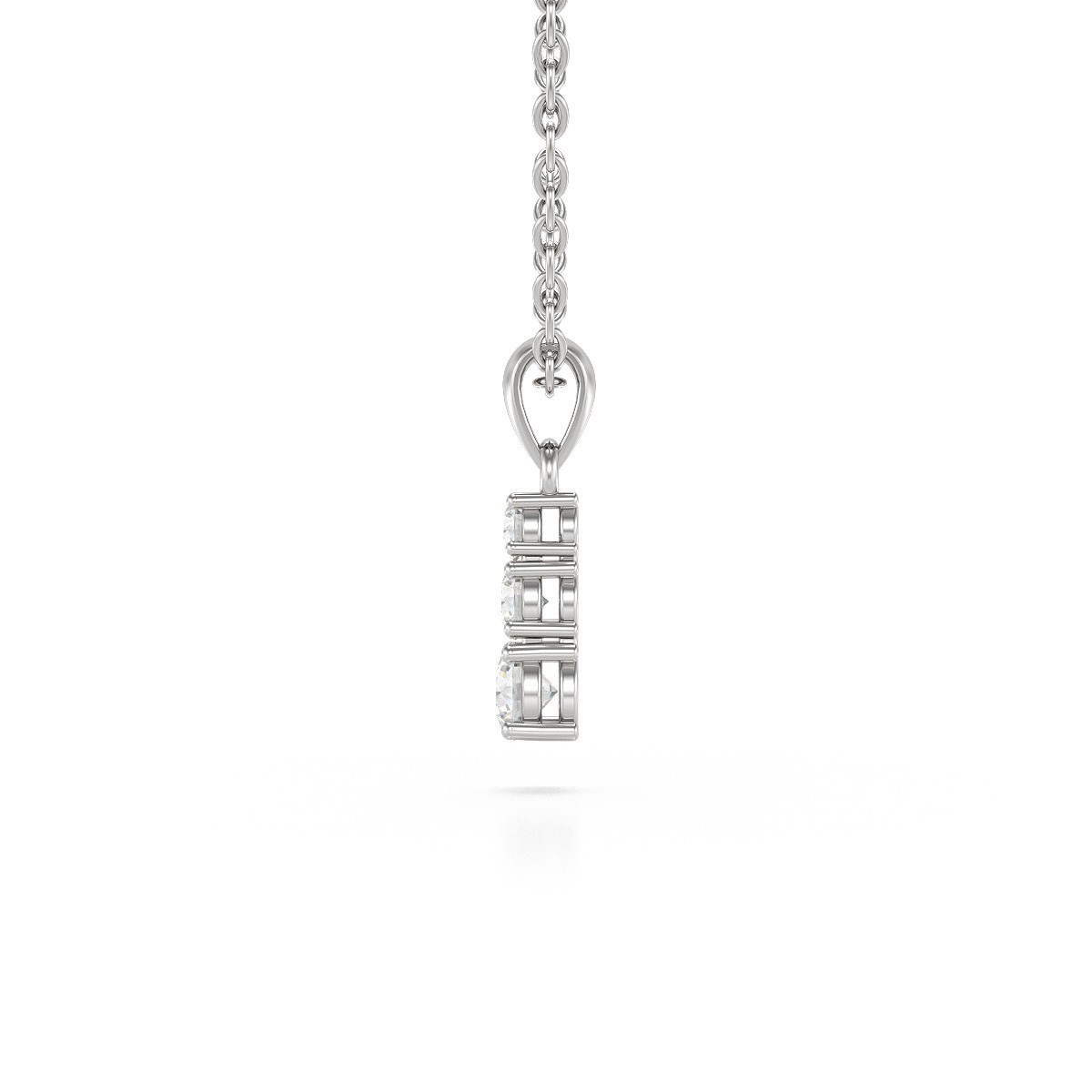 Collier Pendentif ADEN Or 585 Blanc Diamant Chaine Or 585 incluse 0.45grs
