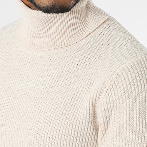 Pull Col Roulé Beige