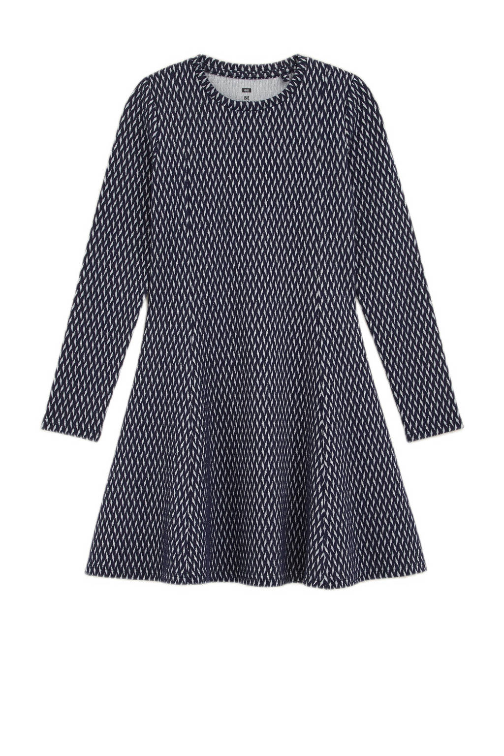 WE Fashion jurk met all over print donkerblauw/zilver