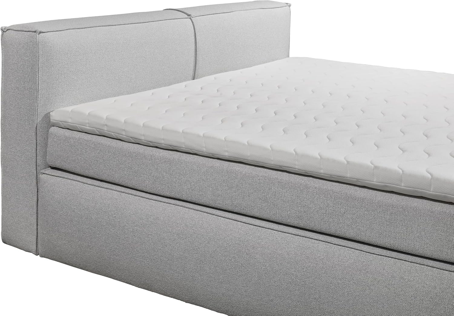 Boxspringbett Sandon Familienbett 240x200 in Silber – Duo-Wendematratze H3/H4 mit 7-Zonen-Tonnentaschenfederkern, 6 cm Topper & komfortable Liegehöhe 70 cm