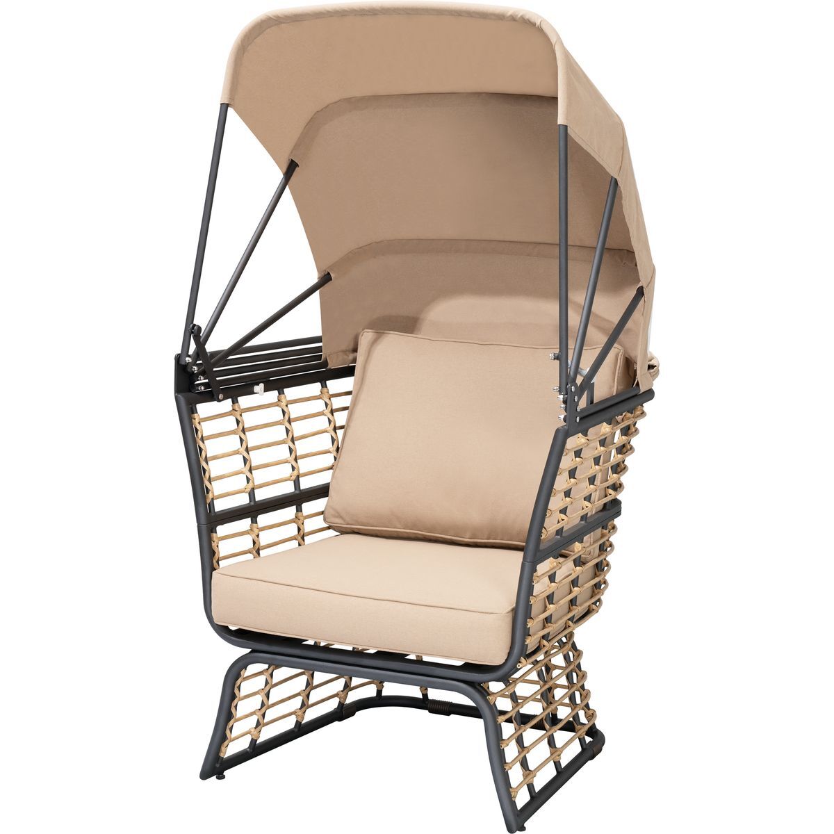 Relaxsessel PAROS - schwarz-beige - mit Sonnendach