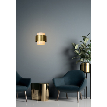 Lucide hanglamp Firmin mat goud/messing Ø30 cm