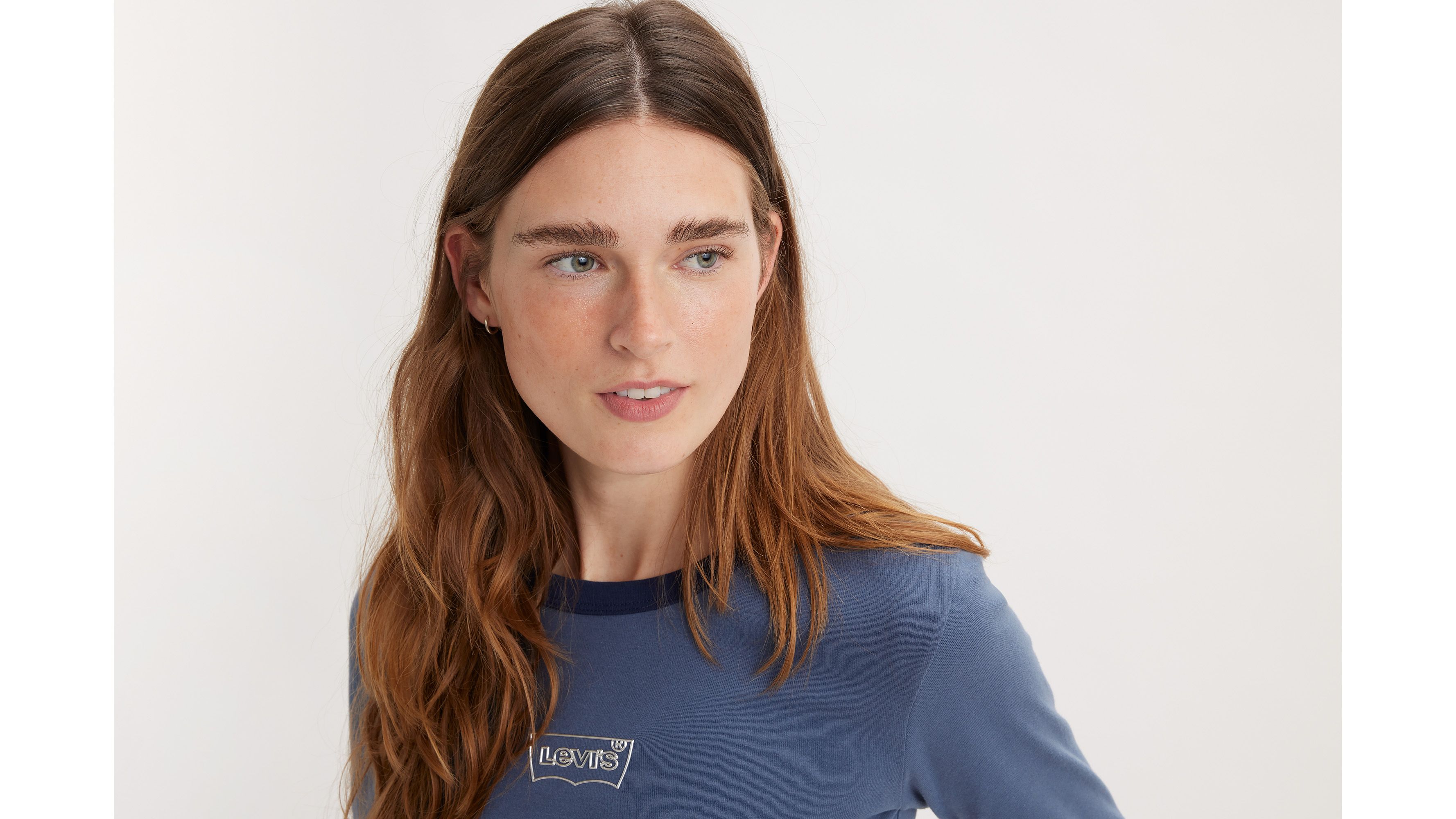 T-shirt manche longue graphique Mini Ringer - Chrome Outline Batwing Vintage Indigo X - Bleu