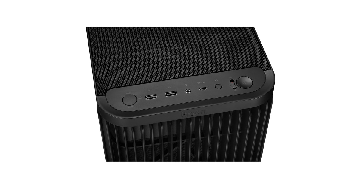 ASUSProArt PA401 - Tempered Glass Panel midi tower behuizing  (Zwart | 2x USB-A | 1x USB-C | Tempered Glass)