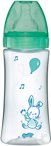 Dodie Biberon Initiation+ Transparent Valentin +6 Mois Tétine Vitesses 3 Débit 3 Vert 330ml