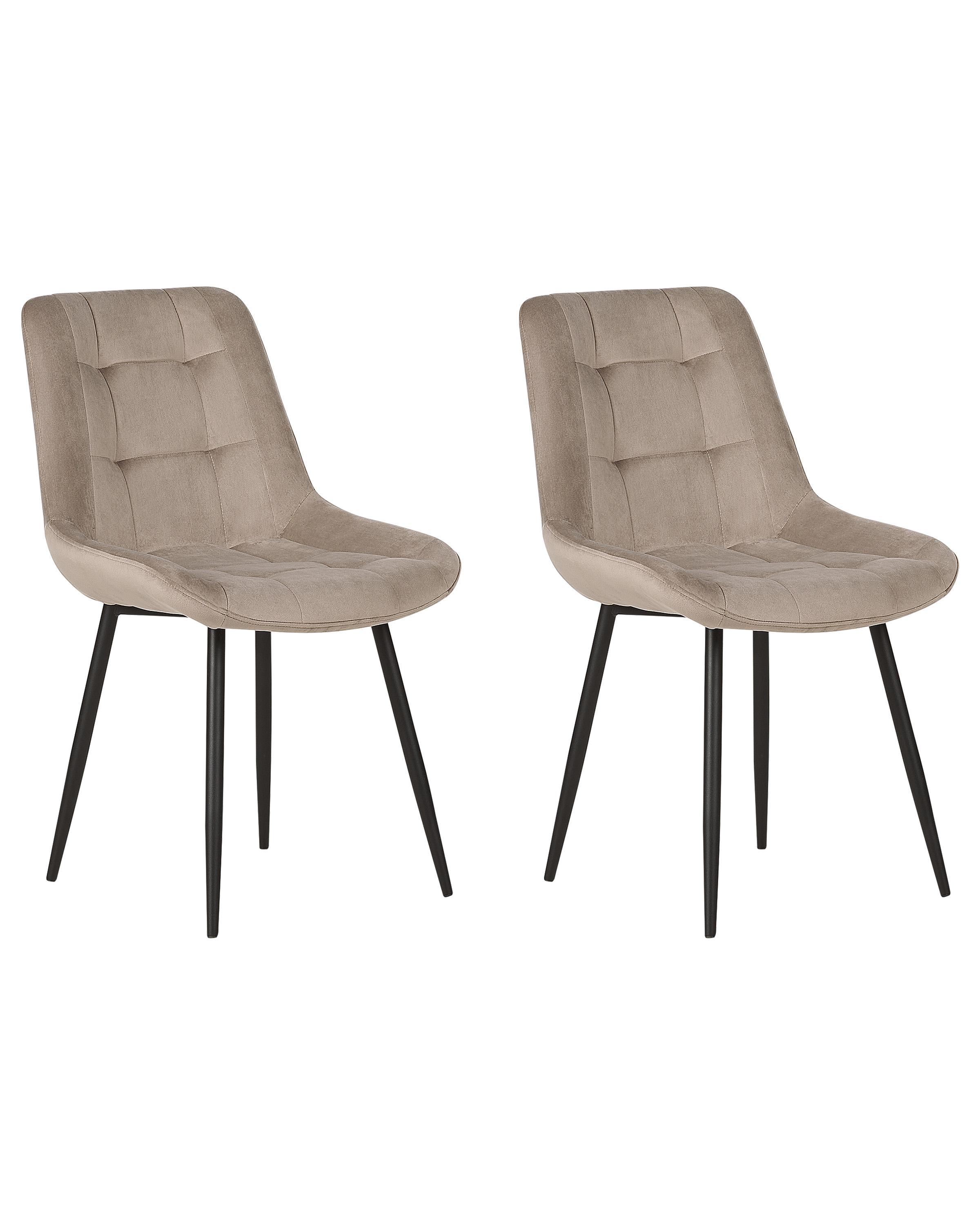 Set van 2 eetkamerstoelen MELROSE Fluweel Taupe