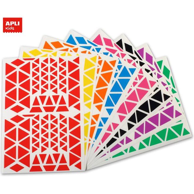Gommettes formes triangulaires Apli tailles et couleurs assorties - Pochette de 2160