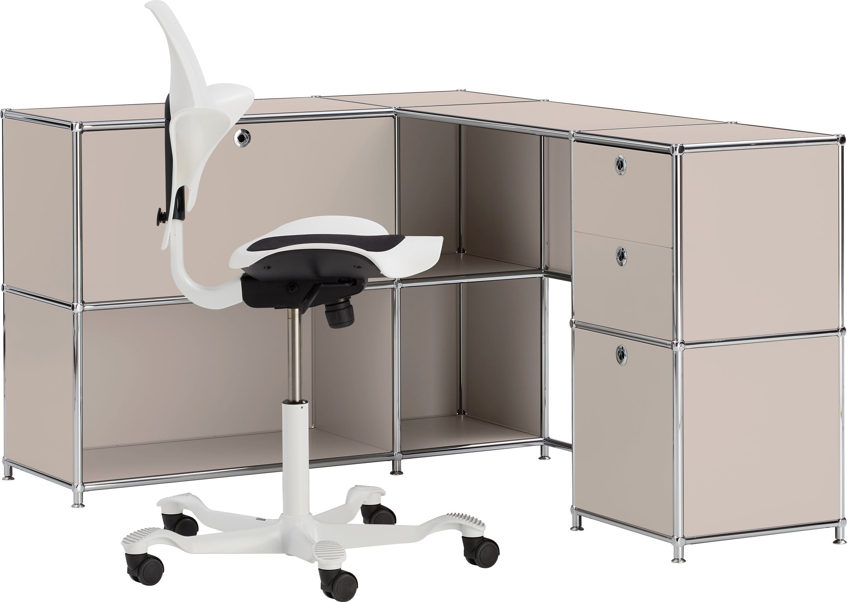 FLEXCUBE Eckschreibtisch - Taupe / B: 152.0 cm x T: 115.0 cm x H: 80.0 cm