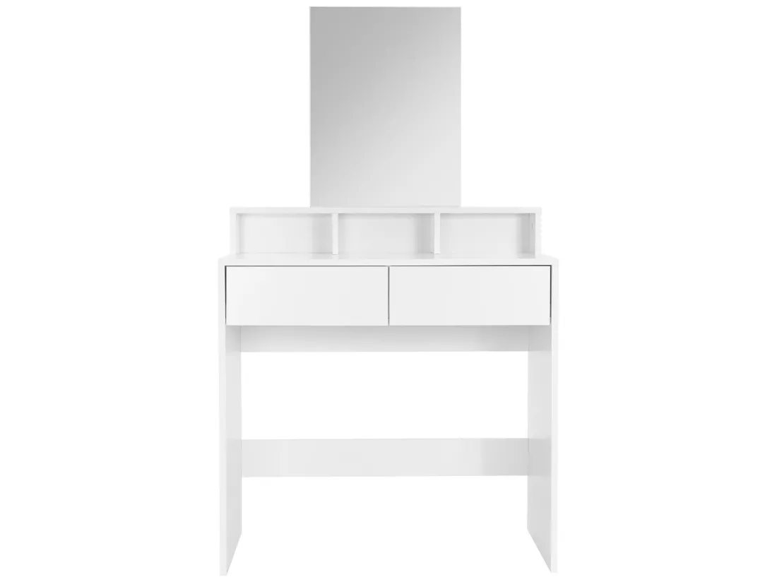 Coiffeuse avec miroir table de maquillage MDF blanc 80x40x140 cm ML-DESIGN