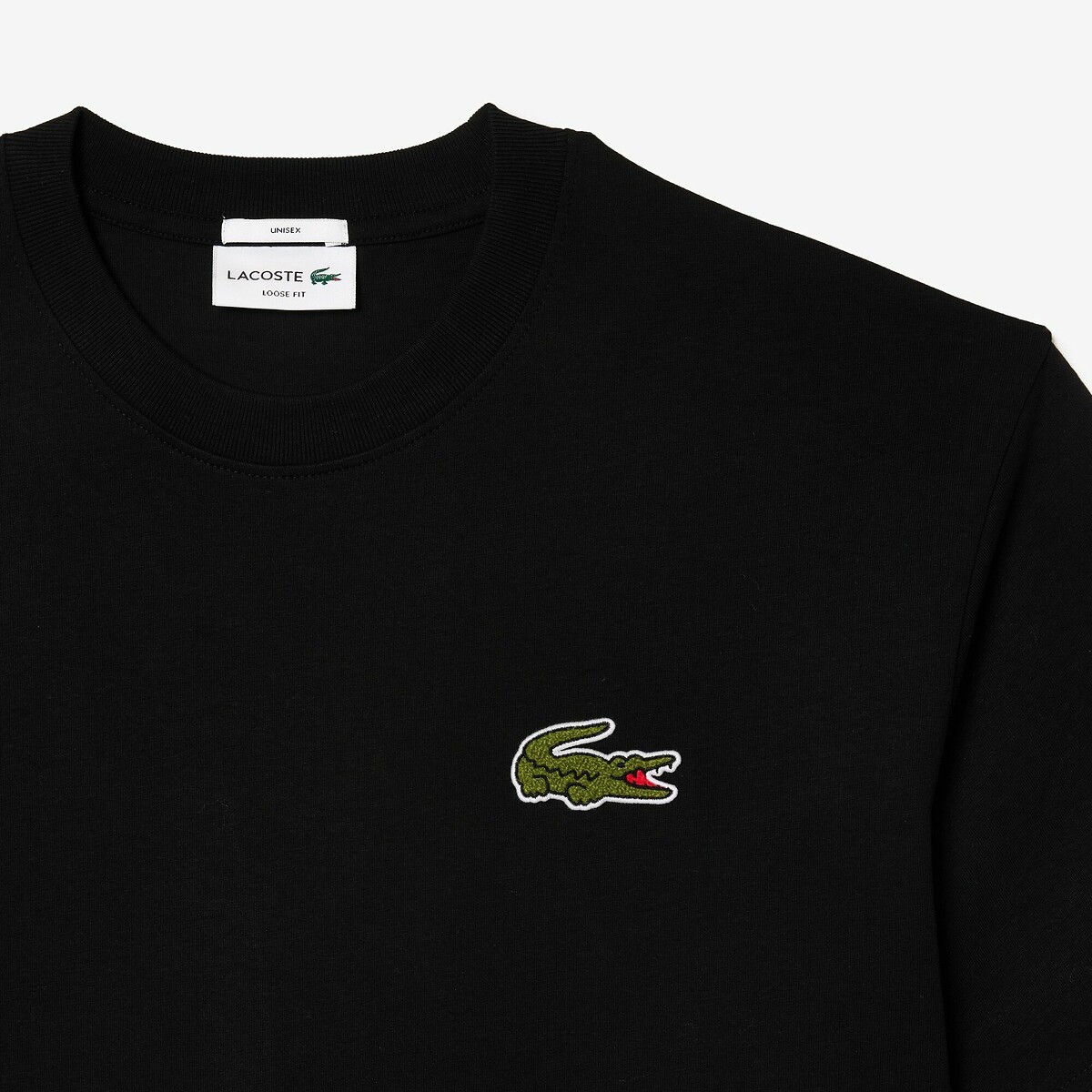LACOSTE<br>Camiseta folgada em algodão grosso com logotipo bordado