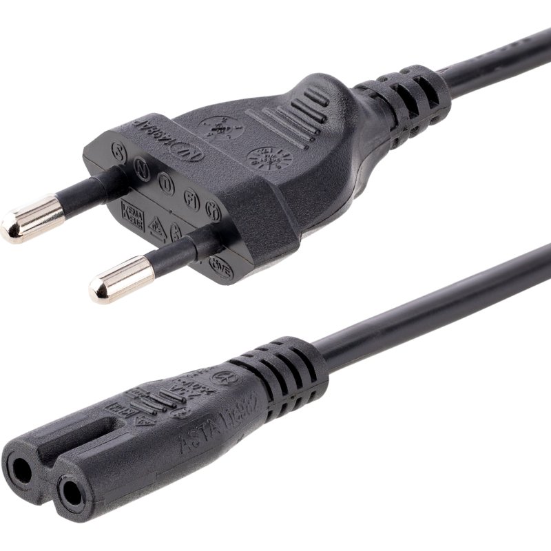 StarTech.com Cordon d'alimentation bipolaire standard EU vers C7 de 1m pour ordinateur portable - M/F - Noir