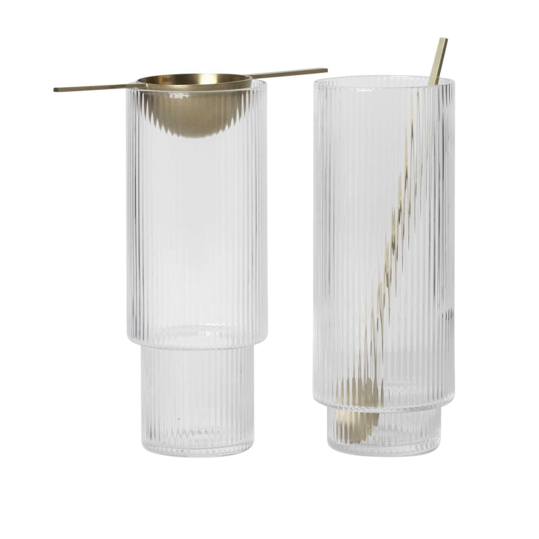 Ferm Living Ripple long drink glazen set van 4 Clear