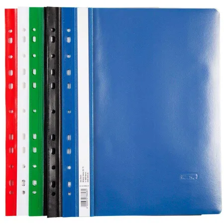 Loer & Schäfer PVC Schnellhefter extra stark gelocht, 10 Stück, je 2x rot,weiß,grün,schwarz,blau