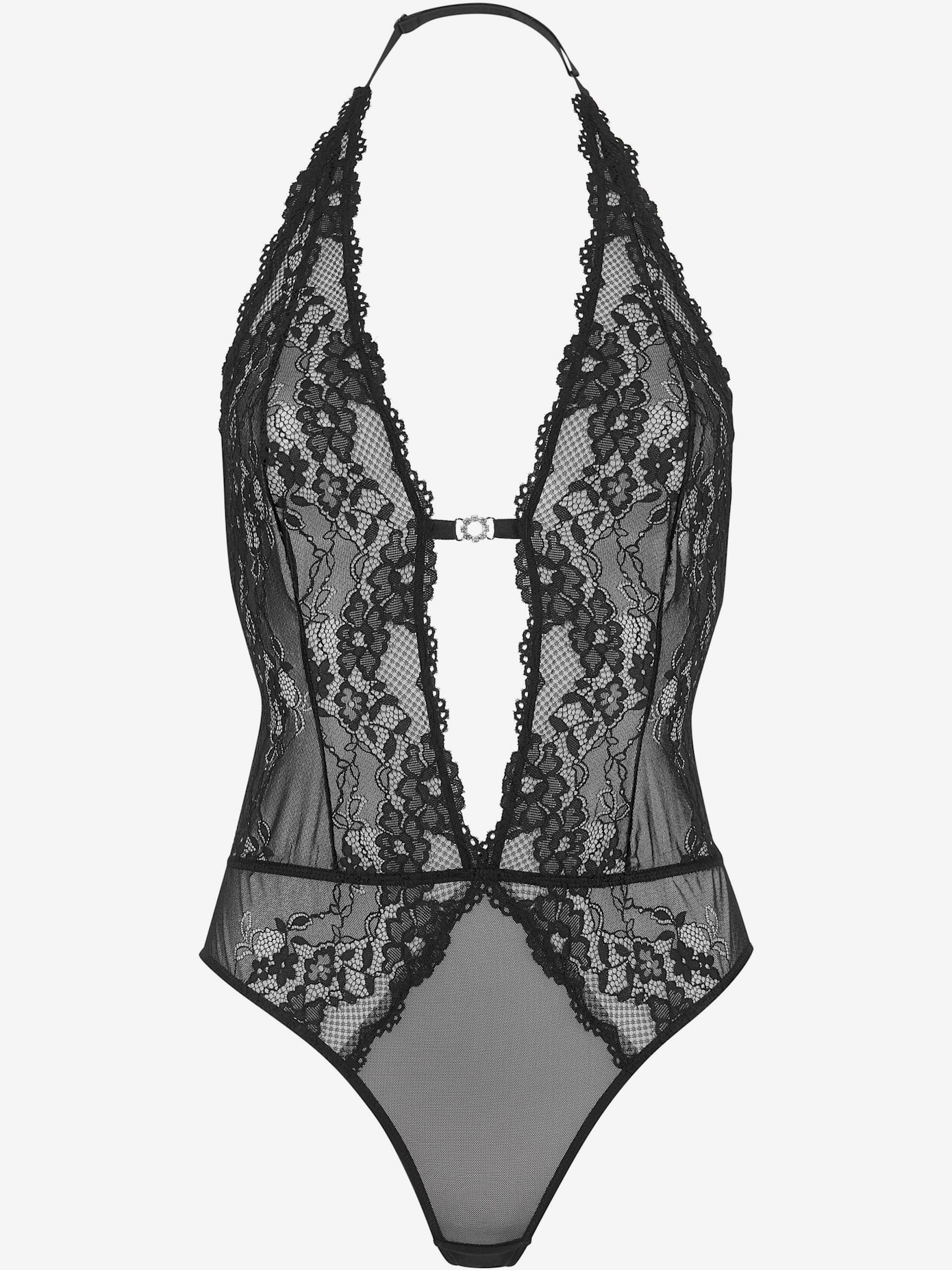 Body combiné érotique en dentelle florale transparente