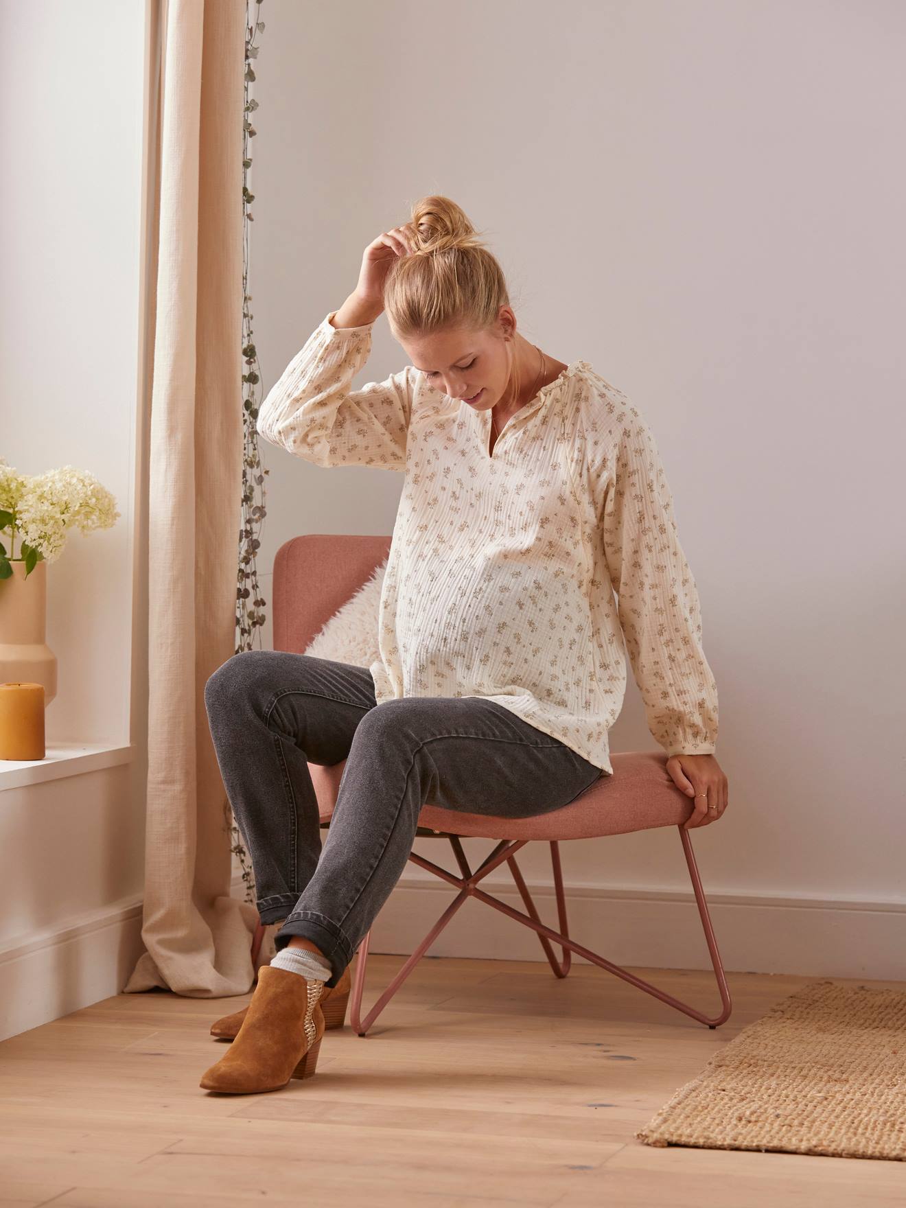 Calça jeans de gestante estilo 