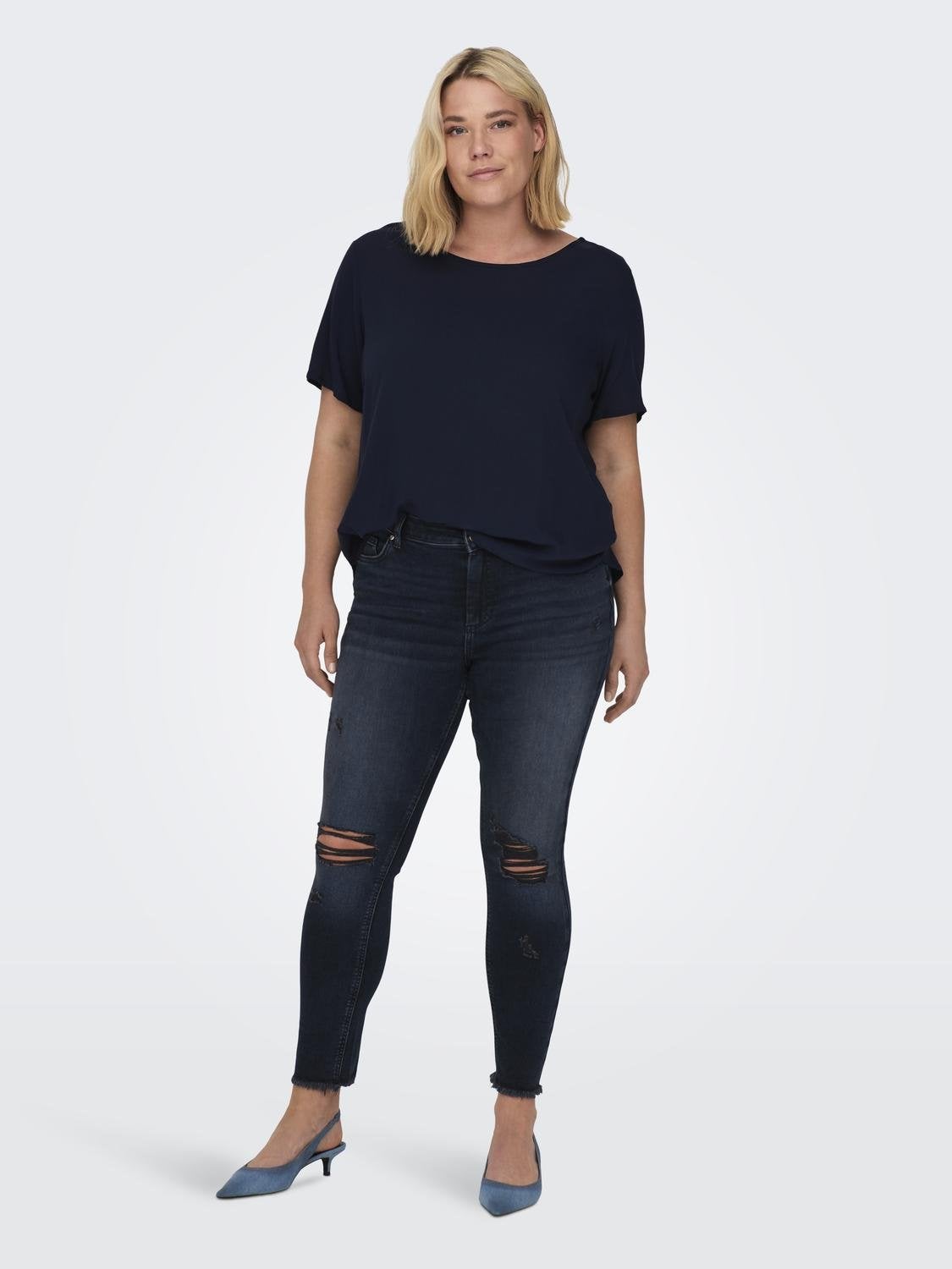 CARWILLY Mittlere Taille Skinny Fit Jeans Blue Black Denim