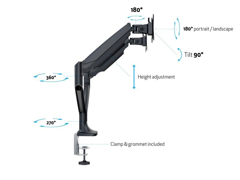Multibrackets Tischhalterung Gas Spring Dual bis 9 kg – Sch Deskmount