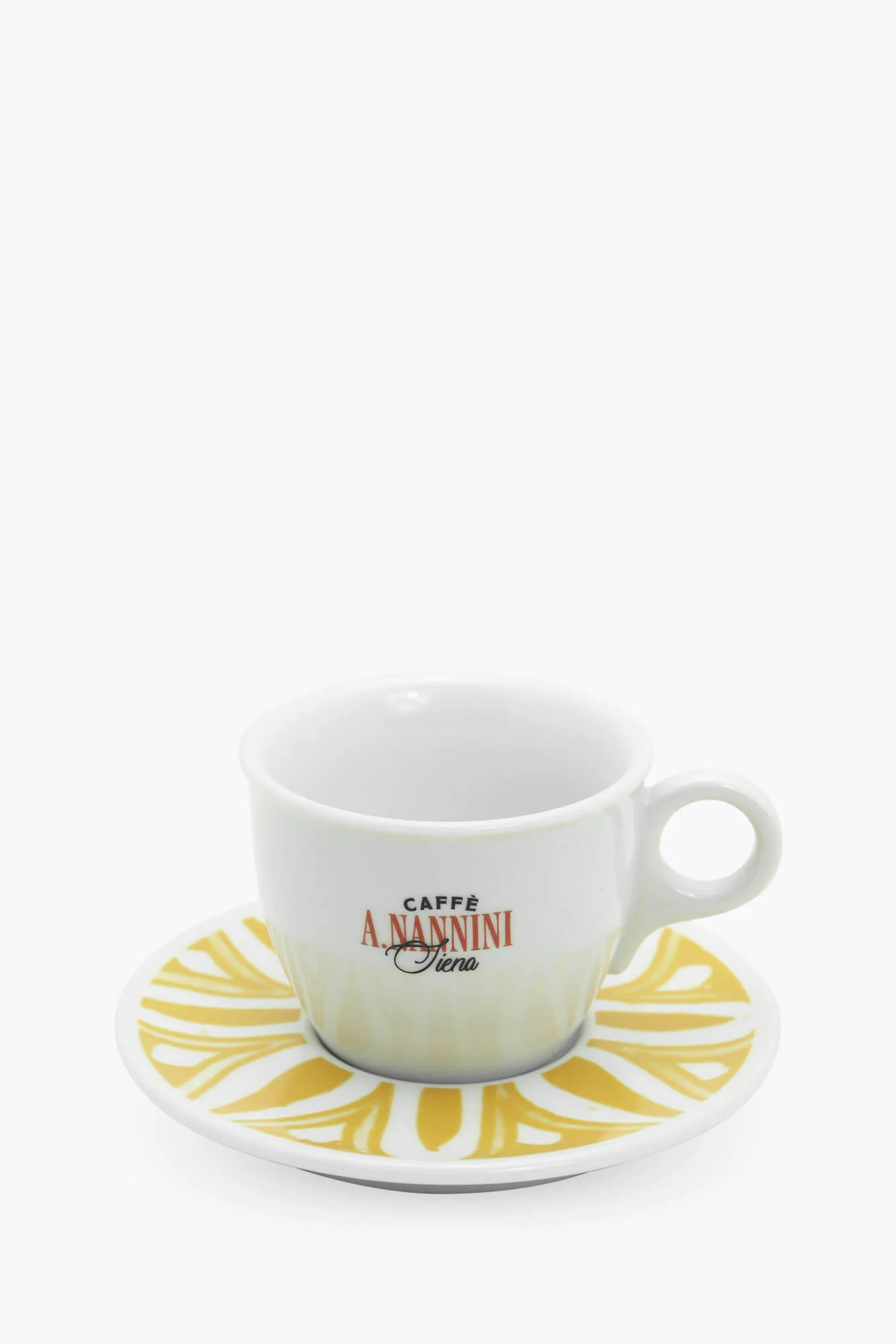 Caffè A. Nannini Cappuccinotasse mit gelber Untertasse