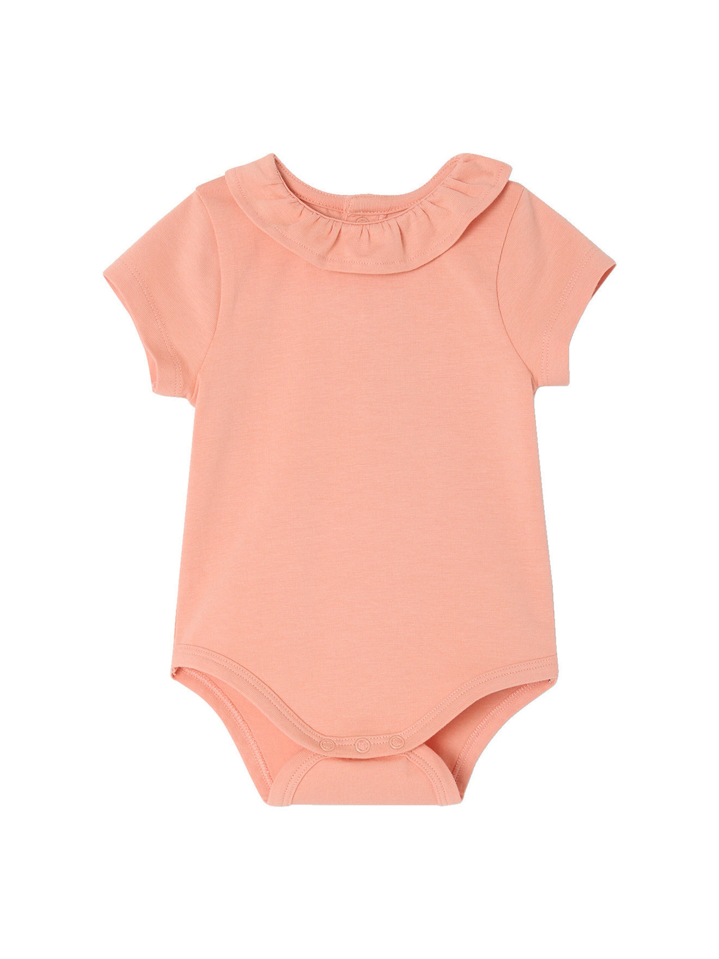 Vertbaudet 2er-Pack Baby Kurzarm-Bodys, Rüschenkragen koralle