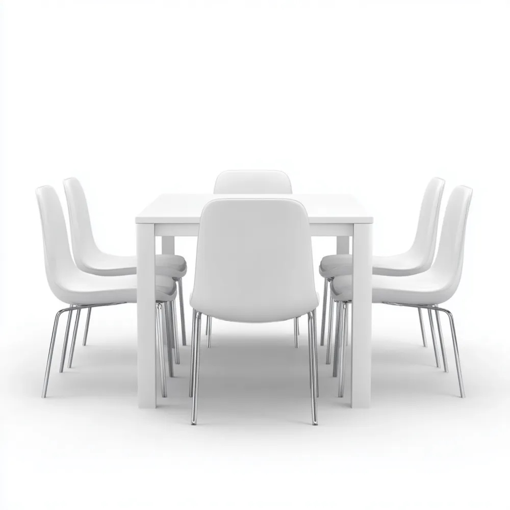 Esszimmer-Set Tisch und Stühle aus Holz 150x90x75 cm - Weiß - Modernes Design