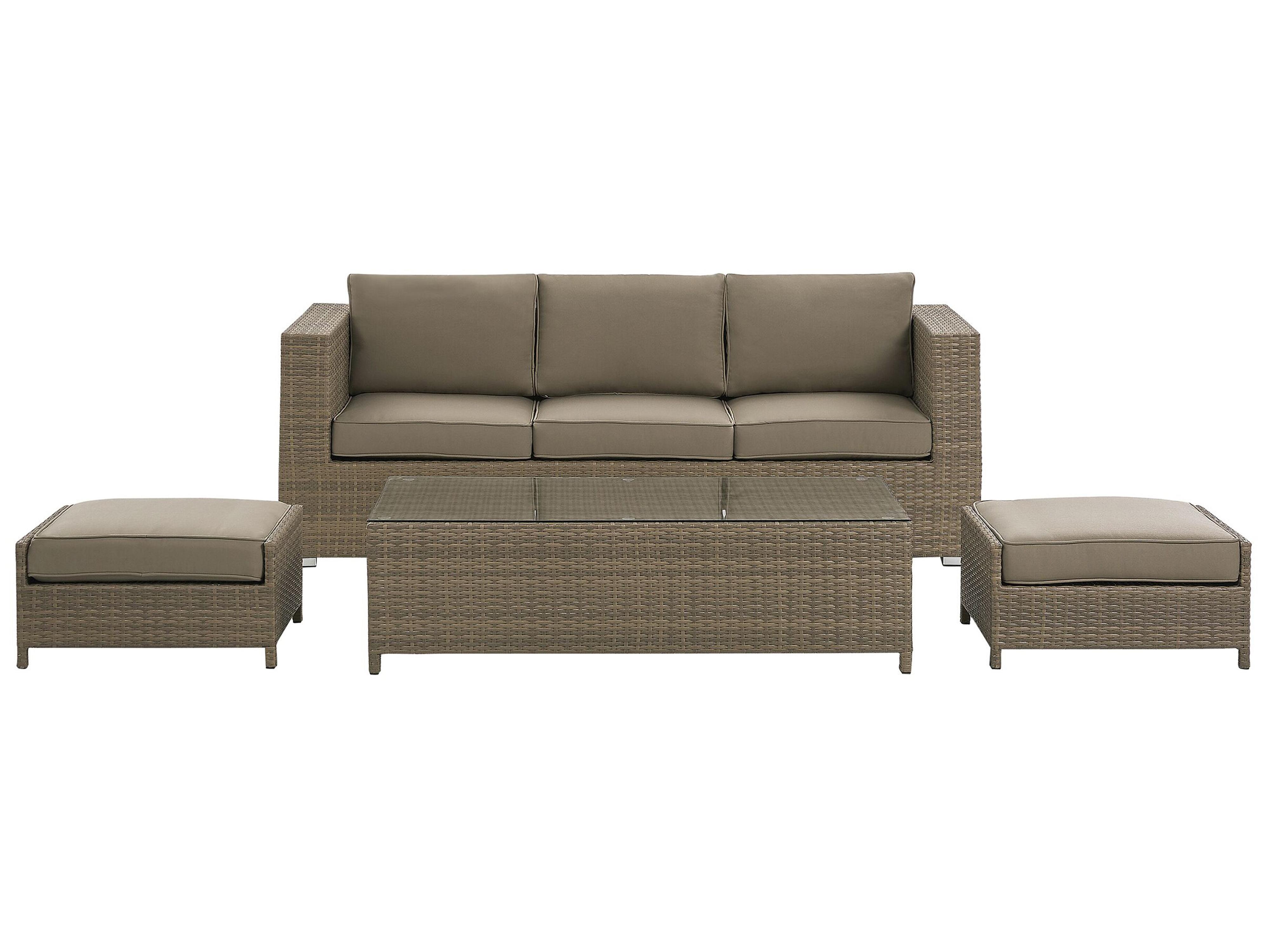 Loungeset met tafel 5-zits BELLUNO PE rotan Bruin