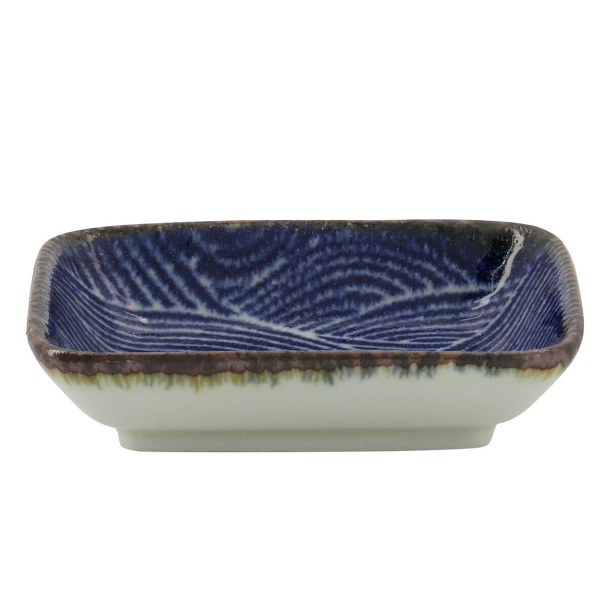 Seigaiha Blue tallerken 9.5 x 7 cm, choku