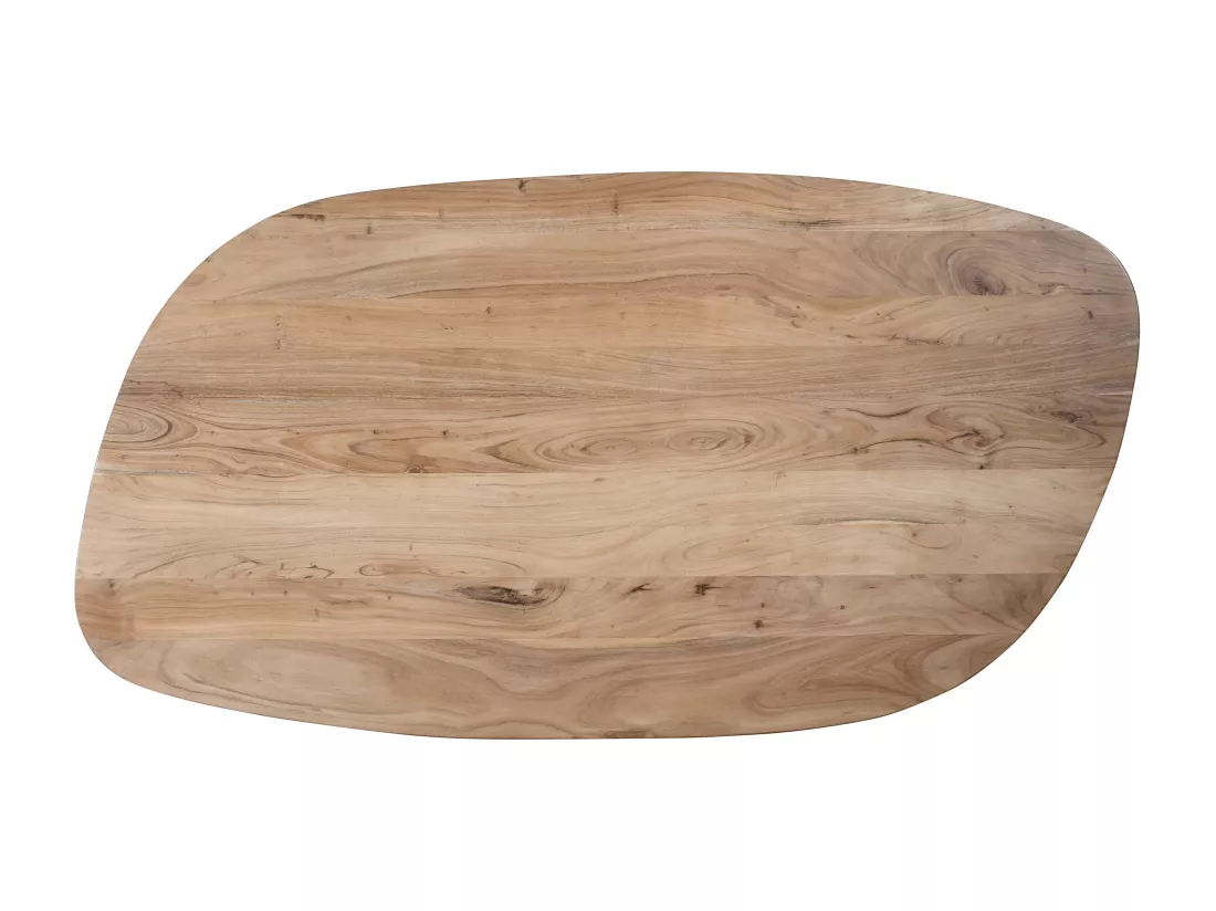 Table à manger 8 personnes en bois d'acacia et métal - Naturel et noir - LIVIANI