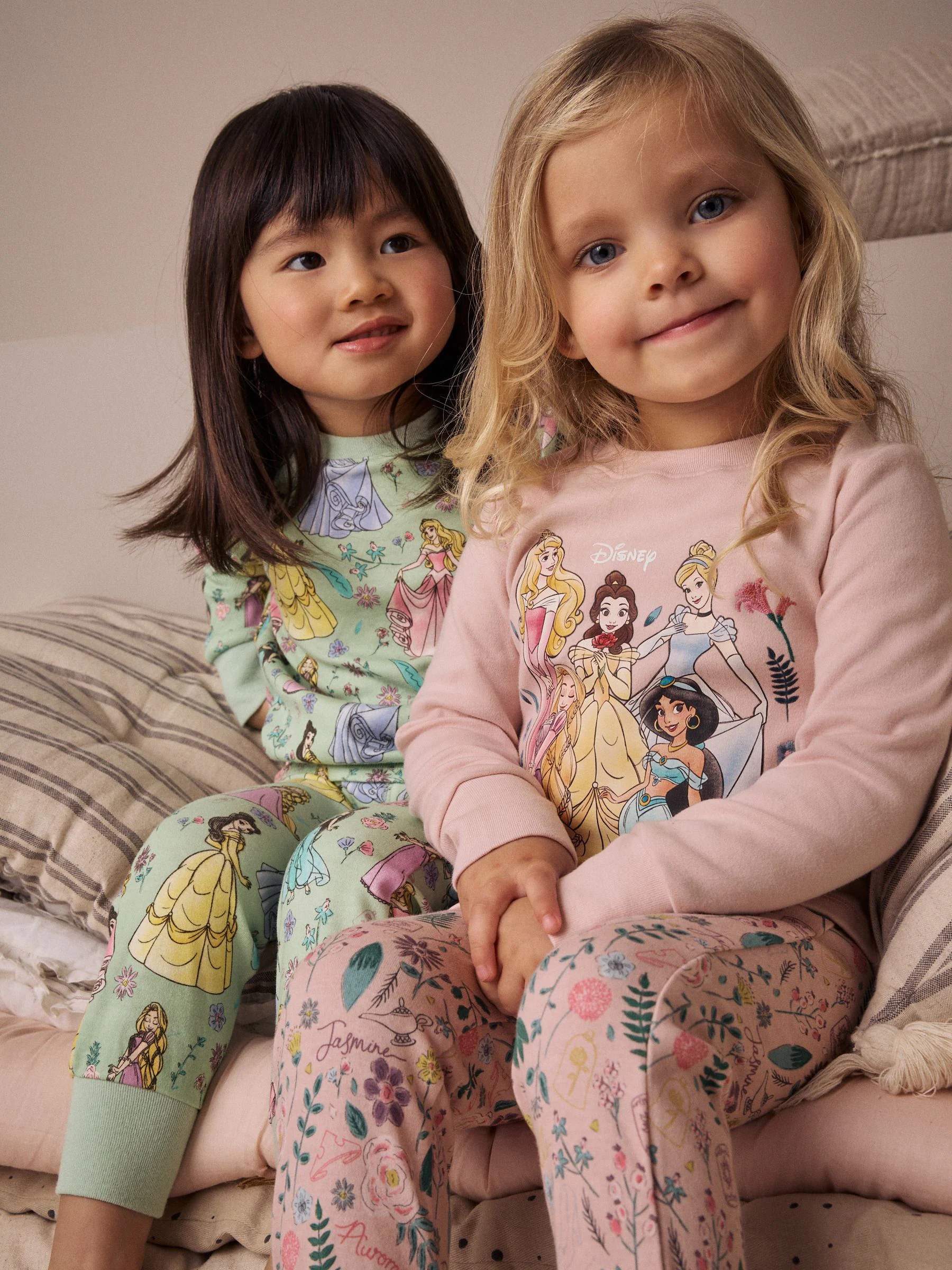 Roze - 100% katoenen Disney prinses knusse pyjama's met lange mouwen verpakking van 2 (9mnd - 10 jr)