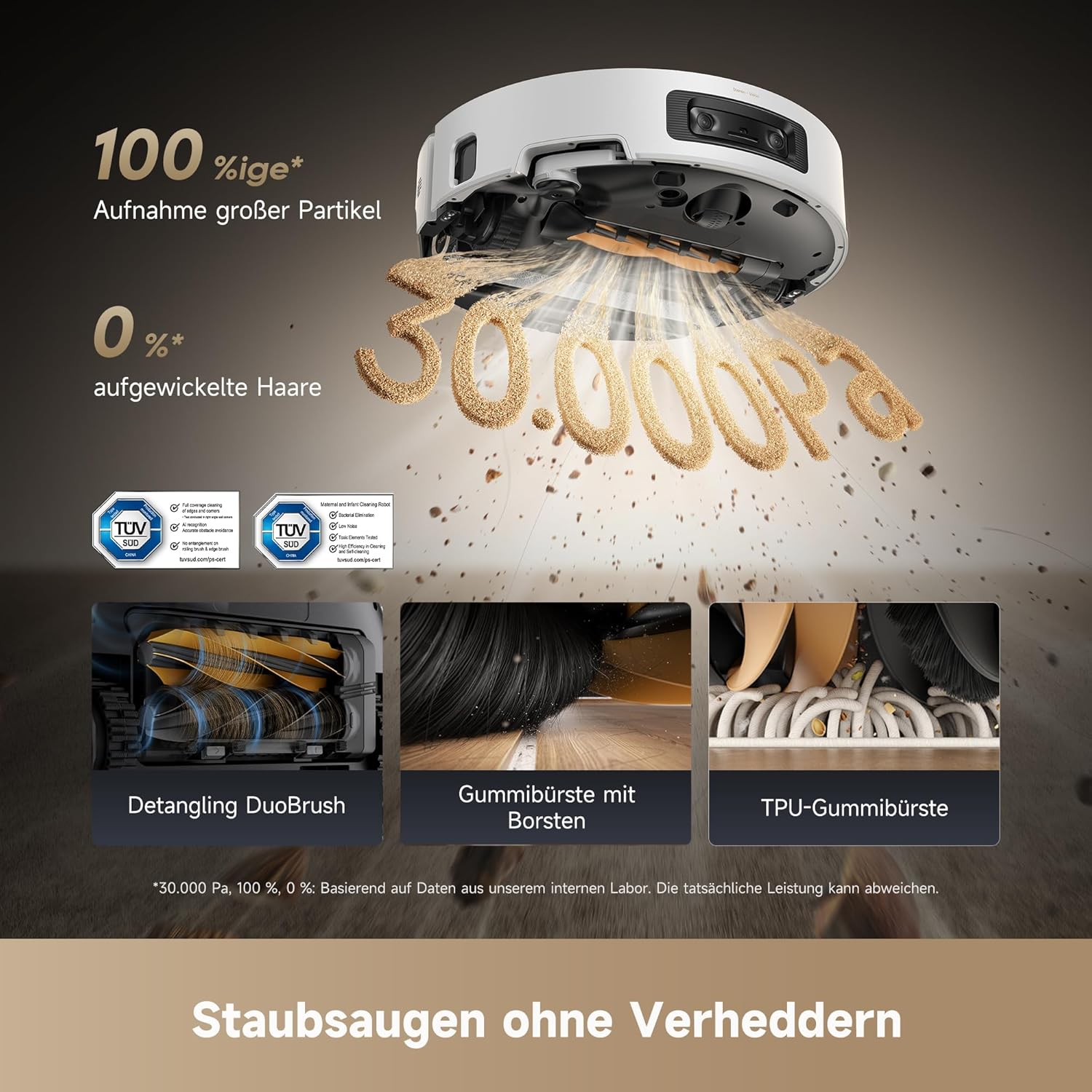 dreame Aqua10 Ultra Roller Complete Saugroboter mit Wischfunktion, 30.000Pa Saugkraft, 8 cm Hindernisfreiheit, Selbstreinigung der Rollen, automatisches Entleeren, intelligente Sprachsteuerung