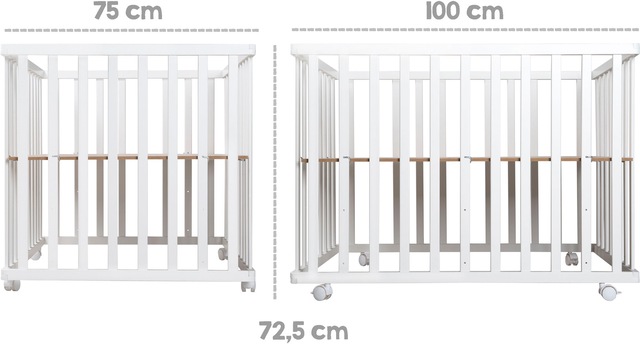 roba® Laufgitter »Fox & Bunny, weiss, 75x100 cm« bis 15 kg mit Stoffeinlage; Rollen, höhenverstellbar