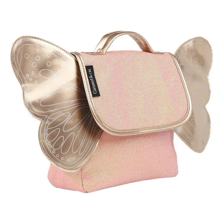 Caramel & Cie Cartable Papillon Paillette | Corail