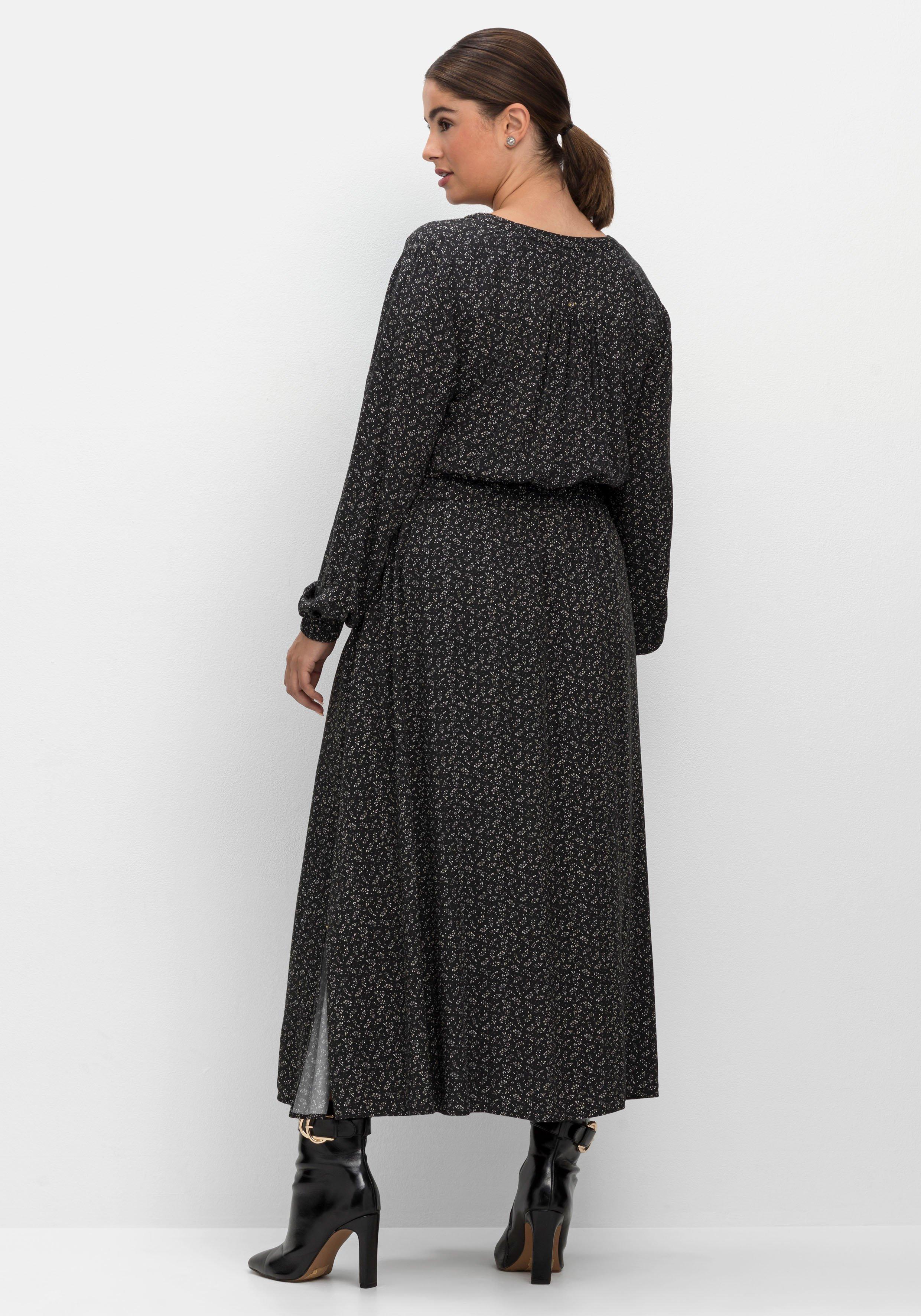 Midikleid mit Blumendruck und Taillen-Gummizug